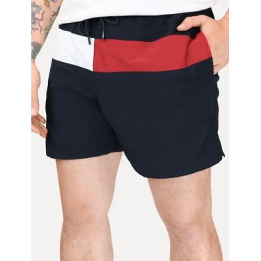 Imagem de Short Tommy Hilfiger Medium Drawstring Colourblock Azul Marinho, L/G