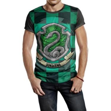 Imagem de Camiseta Masculina Harry Potter Sonserina Ref:110 - smoke, Preto, GG