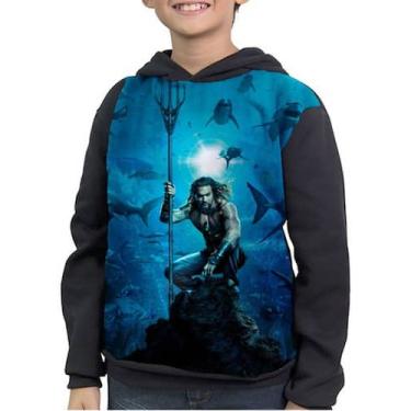 Imagem de Casaco Moletom Infantil Filme Aquaman Liga Da Justiça - smoke, Preto, 