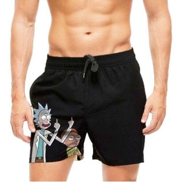Imagem de Short Praia Shorts Banho Mauricinho Rick And Morty 42 - smoke, Preto, 