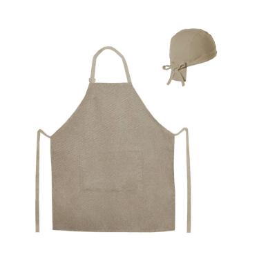 Imagem de Avental Bege e Bandana Algodao Caqui Bar Cafeteria Cozinha