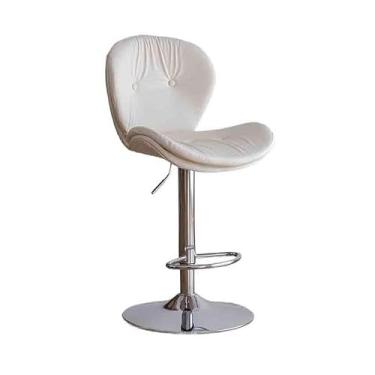 Imagem de hezhuhe2258 Cadeira de bar cadeira elevatória para casa moderna simples encosto alto duplo bancos escandinavos dianteiros (branco)
