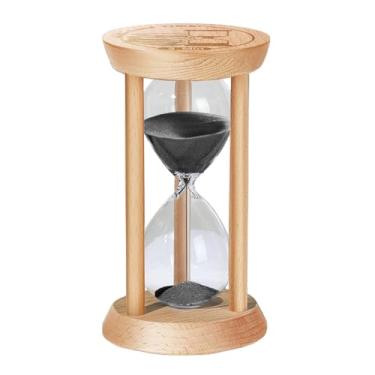 Imagem de SuLiao Temporizador de areia de madeira, ampulheta de 3 minutos, relógio de areia preta de madeira, relógio pequeno, temporizador de 3 minutos, ampulheta de vidro para casa, reloj de Arenai