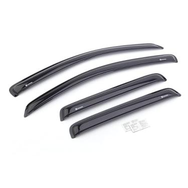 Imagem de GM Accessories 89021835 Conjunto de defletor de clima para janela de porta lateral frontal e traseira em preto fumê