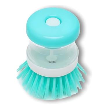 Imagem de Escova Lava Louças com Reservatório e Dispenser de Detergente – Cerdas Nylon, Design Ergonômico e Econômico para Cozinha Prática e Eficiente (Azul)