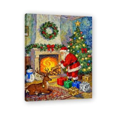 Imagem de Pôster de Natal de casa de fazenda, estampa de férias de inverno, decoração de parede de Natal vintage para decoração de galeria de quarto de fazenda A84. Moldura interna 80x105cm-31,5x41,3 pol