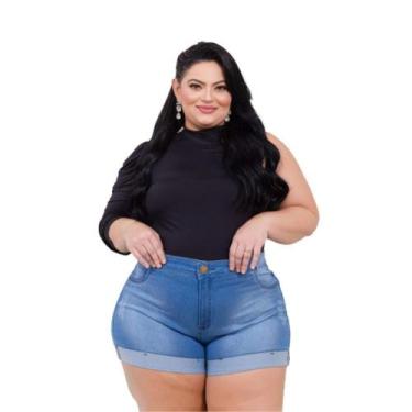 Imagem de Short Jeans Perna Dobrada Plus Size Tamanho Grande com Lycra - Karha J
