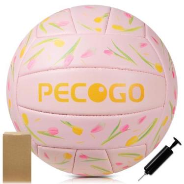 Imagem de Voleibol PECOGO tamanho 5, couro PU, 21 cm, tulipa rosa
