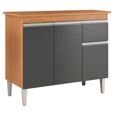 Imagem de Balcão De Cozinha Tatiane Com Tampo 100cm Amêndoa Preto - Ajl