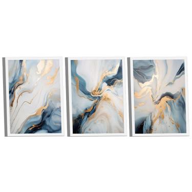 Imagem de Conjunto De Quadros Trio Abstract Blue Gold -- Br Artes