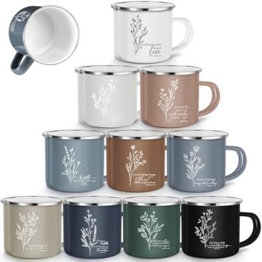 Imagem de Gandeer 20 peças canecas de café cristãs a granel 340 g versículo bíblico esmalte caneca citações religiosas presentes de agradecimento de funcionários para mulheres homens colegas de trabalho escola