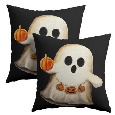 Imagem de Capa de travesseiro Granbey Halloween White Ghost Pumpkin 40x40cm