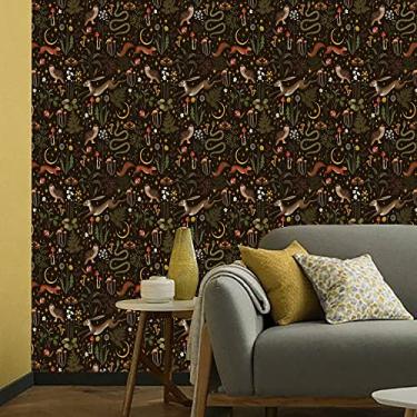 Imagem de Papel de parede de vinil floral arte moderna descascar e colar papel de contato para sala de estar quarto, adesivo de parede removível para gaveta Funiture Carbinet, 40 x 500 cm, Frens & Animal, T060