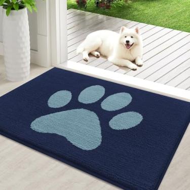 Imagem de Buganda Tapete de porta de cachorro para patas enlameadas, capachos absorventes de sujeira antiderrapante, tapete de baixo perfil lavável para cães de lama, tapete de entrada para piso interno (91 x