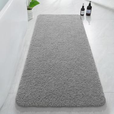 Imagem de AROGAN Tapete de corredor de banheiro de 61 x 137 cm de comprimento, tapete de banho de microfibra macio, absorvente e luxuoso, antiderrapante, tapetes de borracha de secagem rápida, tapetes de