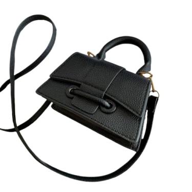 Imagem de Bolsa pequena para transporte de mão PU lindas bolsas mensageiro de cor sólida (preto)