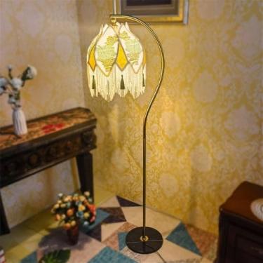 Imagem de Luminária de chão francesa de luxo com franjas, LED, estilo retrô americano, para sala de estar, sofá, quarto, escritório, casa de campo, hotel, estilo campestre europeu, criativa, decorativ