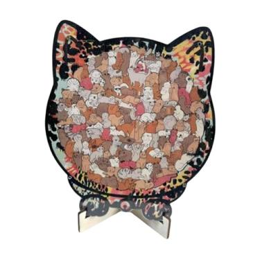 Imagem de menolana Quebra-cabeça de madeira em formato de gato, quebra-cabeça de animais em madeira, desenvolve habilidades motoras finas e coordenação, leve e, Style E