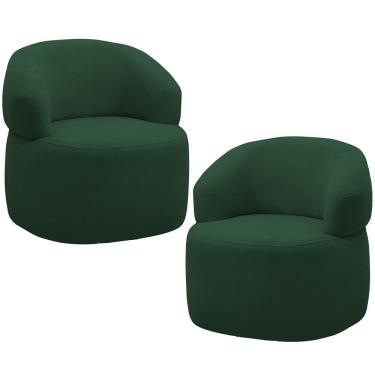 Imagem de Kit 2 Poltronas Giratórias Sala De Estar Living Orgânico Carmen F04 Veludo Verde - Lyam Decor