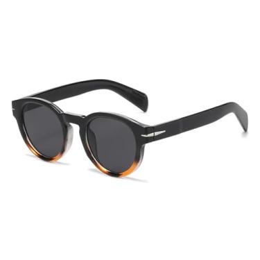 Imagem de HCPIHF Óculos de sol vintage oval feminino, fashion, transparente, lentes oceânicas, uv400, masculino, rebites, redondo, uv400 (preto, leopardo, preto)