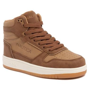 Imagem de Nautica Tênis infantil: sapato moderno com cadarço com design de cano alto tipo bota para meninos e meninas (tamanho infantil grande) - Horizon, Tan-sirie, 17