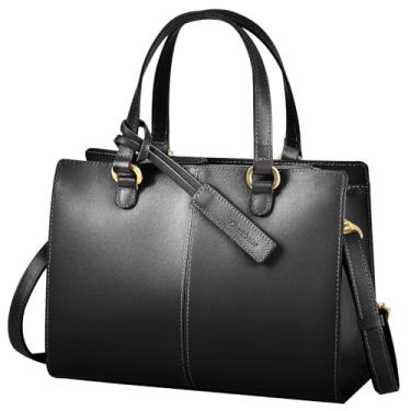 Imagem de Chamboise Bolsa de ombro bidirecional de couro legítimo, tamanho compacto 25 x 18 x 9,9 cm, 5 cores, feita no Japão, Preto, Compact