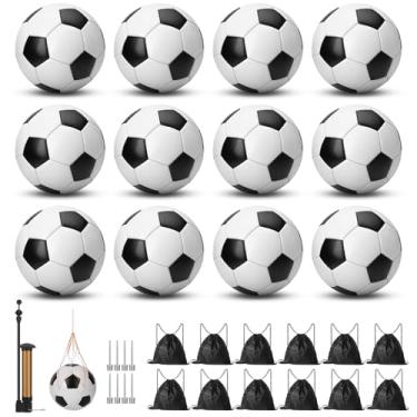 Imagem de VZZNN Pacote com 12 bolas de futebol clássicas com bomba de futebol e bolsa de malha. Mochila de futebol clássica. Pode ser usada como enchimento de presente de caixa de sapato e doação de caridade