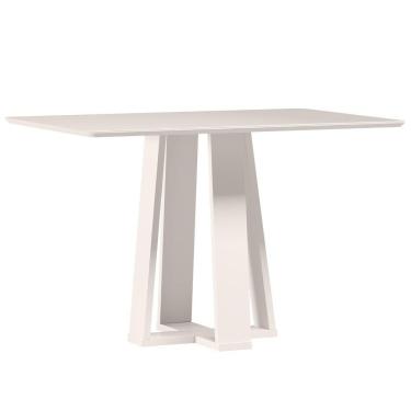 Imagem de Mesa De Jantar Para 4 Lugares 1,20m Tampo Mdf Com Vidro Rubi Off White - New Ceval
