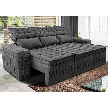 Imagem de Sofá 3 Lugares Retrátil E Reclinável Cama Inbox Senses 2,00m Velusoft Cinza