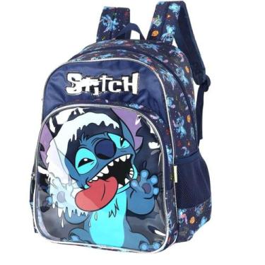 Imagem de Mochila De Costas Stitch Infantil Grande Alças Acolchoadas Azul - Luxc