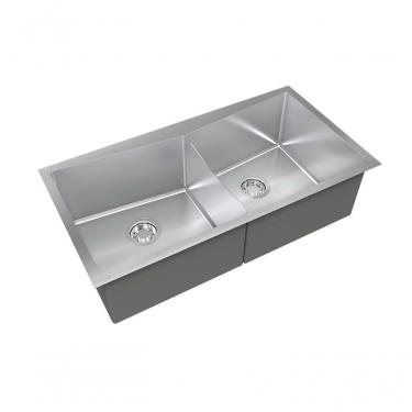 Imagem de Cuba Dupla De Embutir Quadratino As Aço Inox Escovado - Debacco