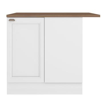 Imagem de Balcão Canto Reto Unna 1 Porta Branco Com Tampo Mdp - Poliman Móveis Branco