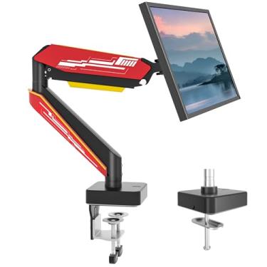 Imagem de Braço de monitor resistente para tela ultralarga de até 124,5 cm, 20 kg, suporte de mesa com mola a gás, suporte premium totalmente ajustável com braçadeira C, base de ilhós, VESA 75 x 75/100 x 100 mm
