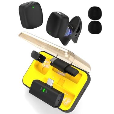Imagem de Lumasphere Microfone de lapela sem fio com cancelamento de ruído para Android iPhone 15H, vida útil da bateria com capa de carregamento, microfone de lapela sem fio para gravação de vídeo e podcast