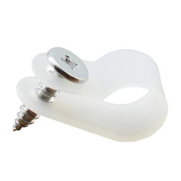 Imagem de Lamvbls 60 peças de grampo tipo R de 3/8 polegadas clipe de montagem estilo P com parafusos para gerenciamento de fios, clipe de cabo de nylon branco