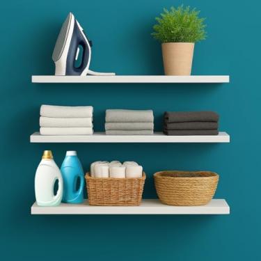 Imagem de 3 Prateleira Mdf Madeira Com Suporte Invisível Prateleira Lisa 15mm 100x20 Branca