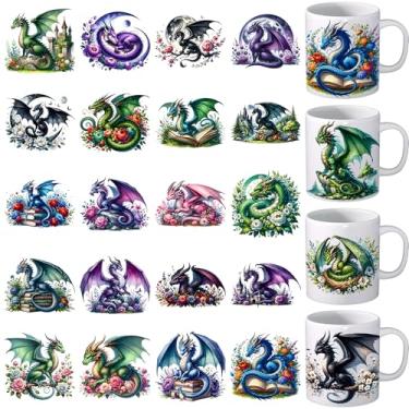 Imagem de Envoltório de copo UV DTF - 24 folhas coloridas borboleta UV DTF envoltórios para caneca dragão colorido Uvdtf decalques à prova d'água esfregar warf Jesus ferro em transferência para copos de vidro