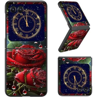 Imagem de RAUEDWDJS Capa para Motorola Razr 2025/2024, capa flip fina rígida PC capa de corpo inteiro resistente à prova de choque para Moto Razr 60/Razr 50, rosa vermelha