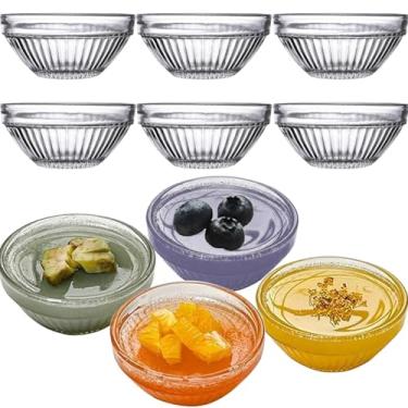 Imagem de Orkim Tigelas pequenas de creme de ramequins de vidro transparente de 7,6 cm, 70,9 g, pacote com 10 mini copos de molho de vidro, tigela de pitada, ingredientes para condimentos de cozinha, pratos de