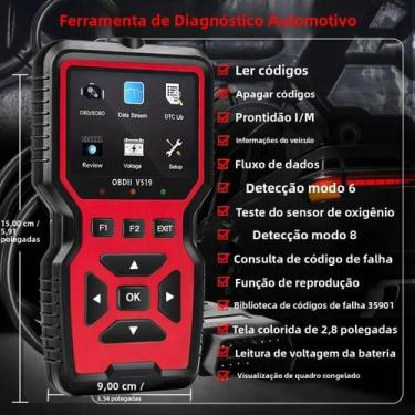 Imagem de Scanner OBD2 Profissional V519 2024 Alimentado Por USB, Ferramenta De 