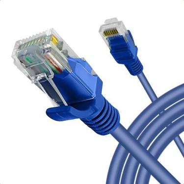 Imagem de Cabo de Rede RJ45 5m Azul Conexão Estável e Segura - Lelong