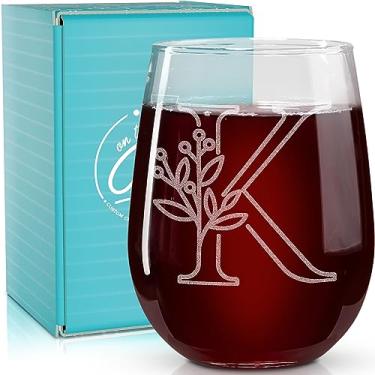 Imagem de On The Rox Drinks - Taça de Vinho Personalizada com Monograma - 500 ml - Vidro - Sem Haste - Lavável na Lavadora - Presente para Mulheres e Homens