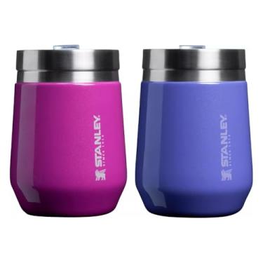 Imagem de Pacote com 2 copos Stanley Everyday GO Tumbler Wonderland Collection 283 g - Isolamento a vácuo, aço inoxidável, tampa Tritan™ com bico, ideal para bebidas quentes e frias, PUNCH + DAHLIA SHIMMER