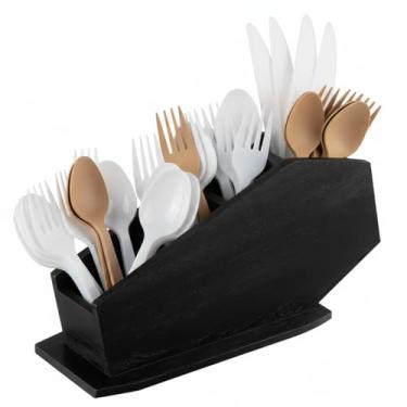 Imagem de Fiwochic Porta-utensílios de caixão, decoração de cozinha gótica, Halloween, preto, organizador de talheres para garfo, colher, faca, bancada, cozinha, decoração