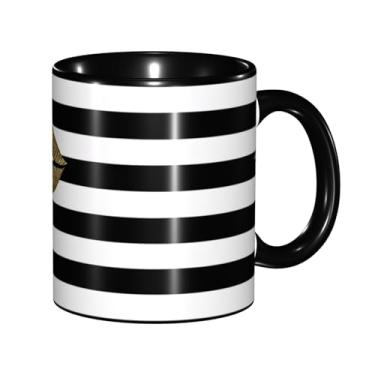 Imagem de Zeraoke Lábios impressos em listras pretas e brancas impressas canecas de café criativas, personalizadas, presente para família, tamanho de 325 ml, unissex