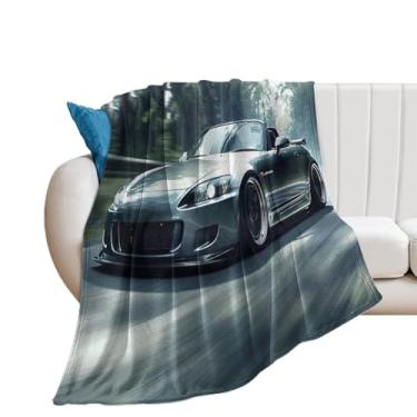 Imagem de HouLaiZhe Cobertor super macio de flanela modificado S2000 JDM carro drift esportes leves cobertores refrescantes para sofá-cama cadeira sofá carro viagem ao ar livre leve quente 177.8 cm x 203.2 cm