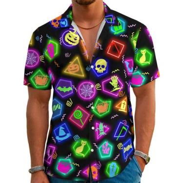 Imagem de Camiseta DFZ 80s Neon Halloween Hawaiian Skull Party
