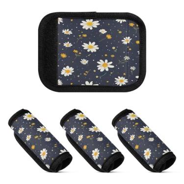 Imagem de Qilmy Beautiful Little Daisies Bagagem Handle Wrap Pacote com 4 Identificadores de Bagagem Tag Comfort Handle Grips Capa para Carrinho de Viagem Bolsa Mala Avião Acessórios de Viagem 1188