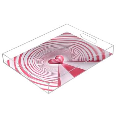 Imagem de STAYTOP Bandeja de servir de acrílico para o Dia dos Namorados, coração, 15,7 x 11,20 cm, bandejas decorativas à prova de derramamento, organizador de bancada para café da manhã, chá, comida