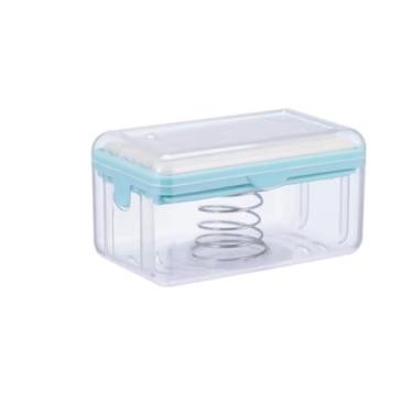 Imagem de Porta Sabão em Barra com Sistema de Drenagem Inteligente e Escova Integrada para Lavagem e Limpeza de Roupas – Compacto e Prático(Azul)